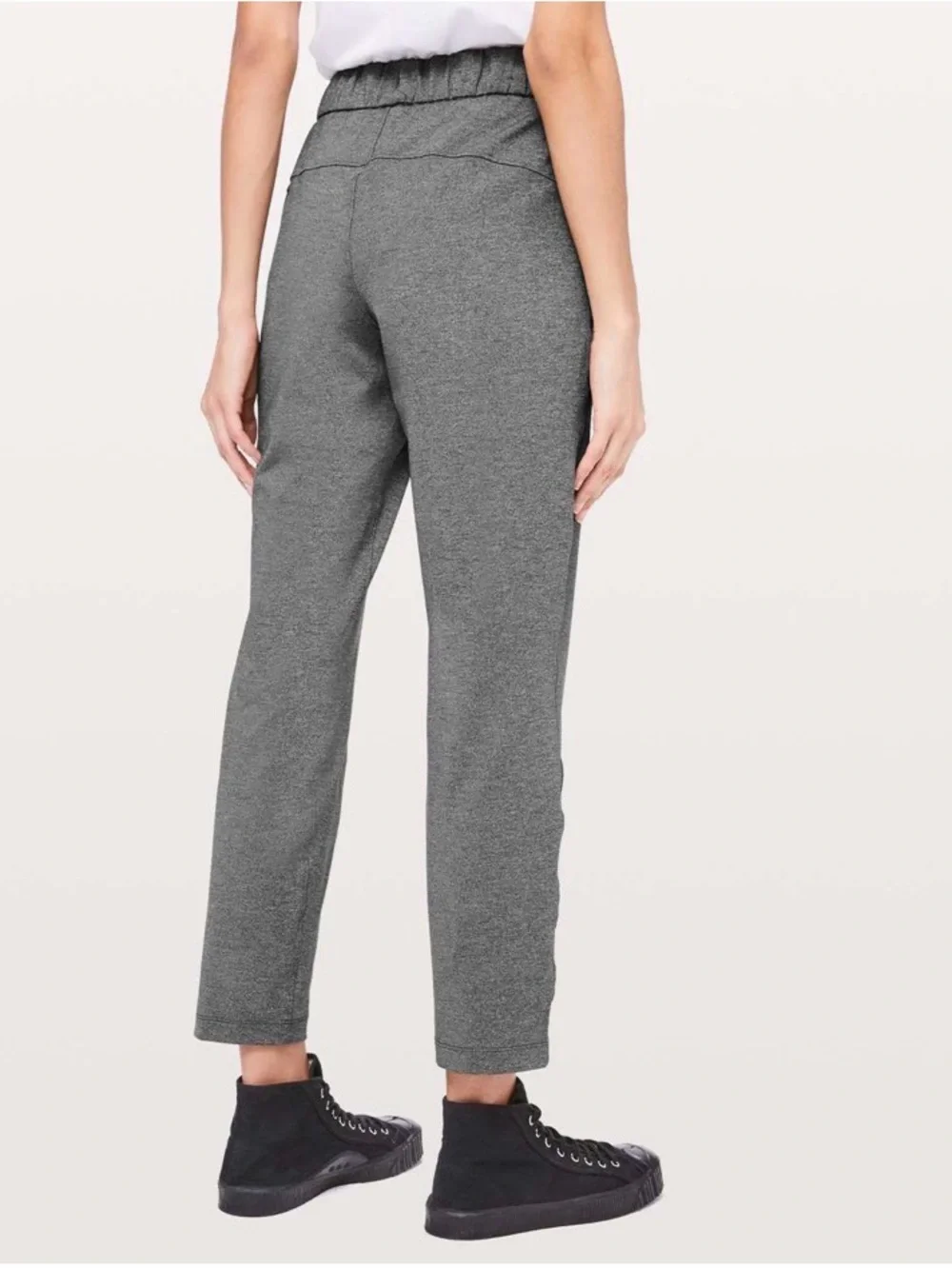 lululemon athletica On The Fly 7/8 Crop Pant in Heathered Black